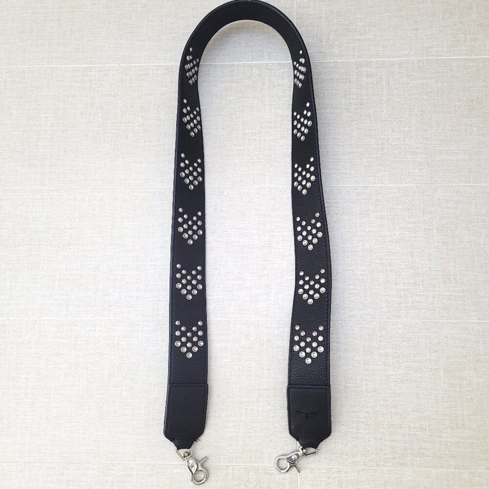 Zadig & Voltaire Black Studded Leather Bag Strap